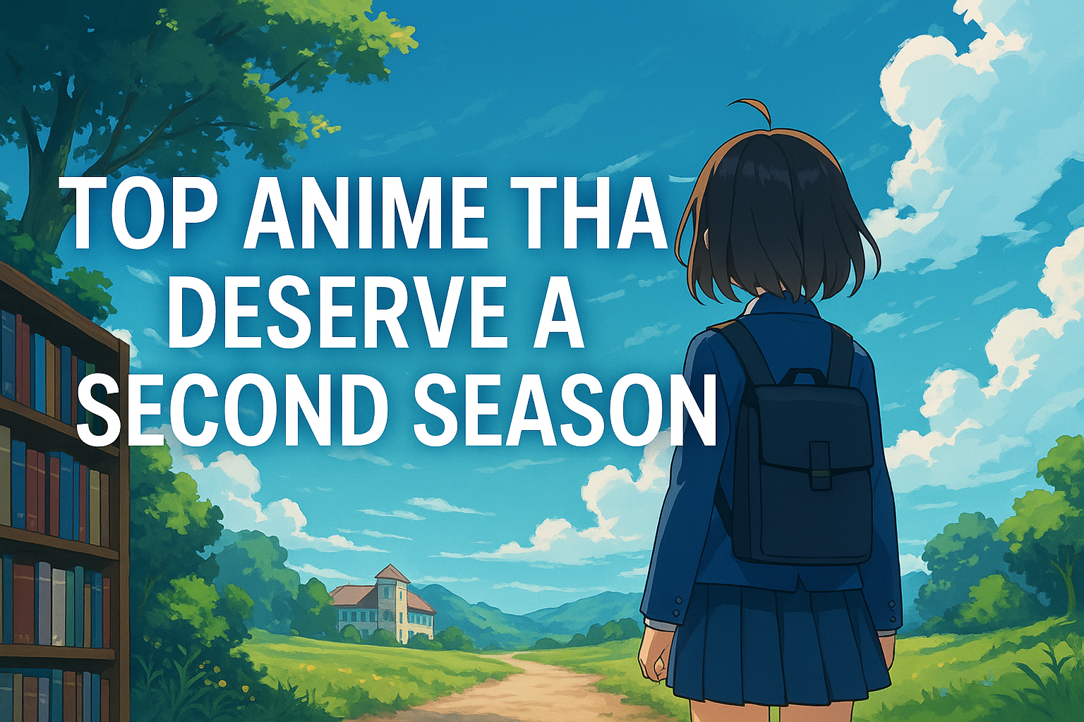 A hopeful anime-style landscape with a bright sky and a peaceful road, symbolizing stories waiting to continue.
